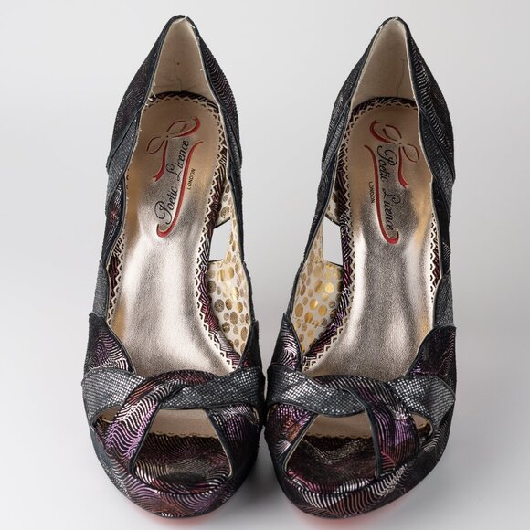 POETIC LICENSE VINTAGE REVIVAL Size 8.5 Black Metallic Heels - Picture 3 of 9